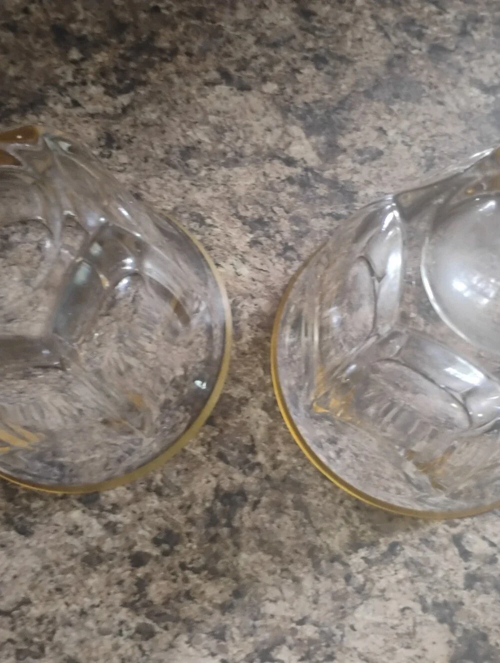 Vintage Ribbed Glass Tumblers with Gold Rim – Set of 2 Mid-Century Style Barware
